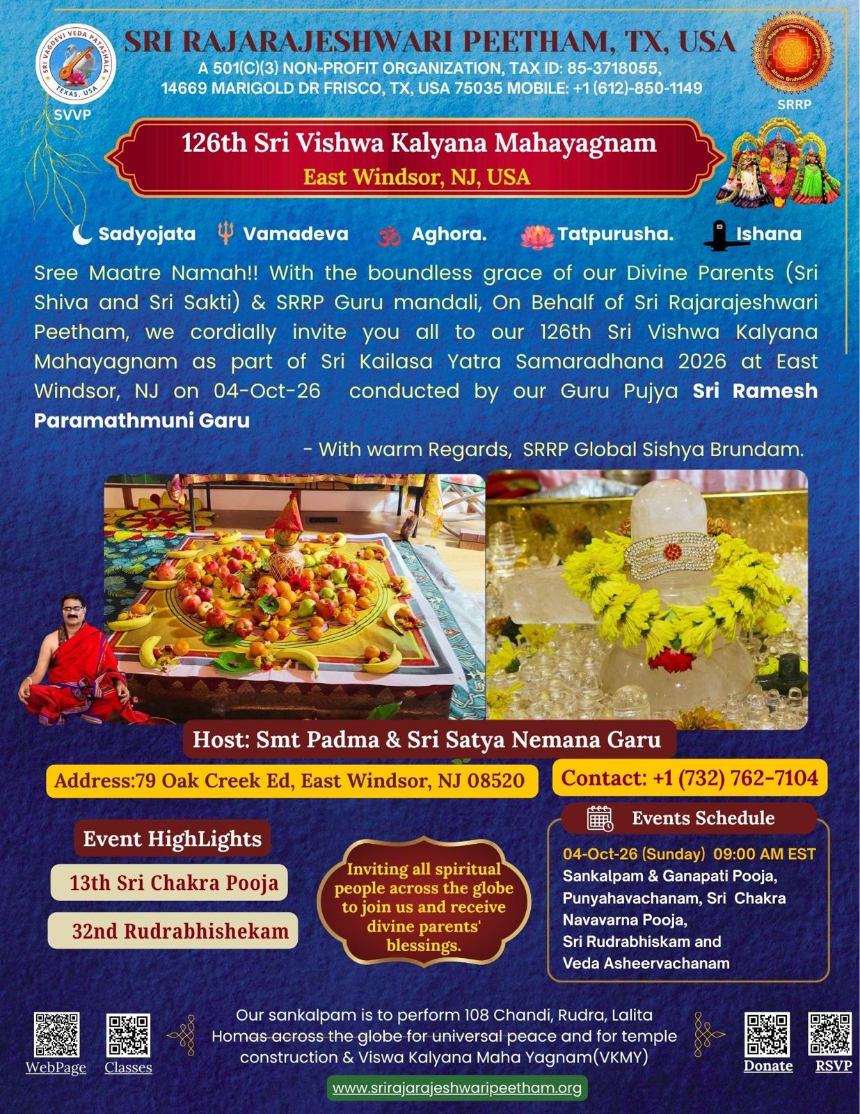 126th Sri Viswa Kalyana Maha Yagnam@East Windsor, NJ